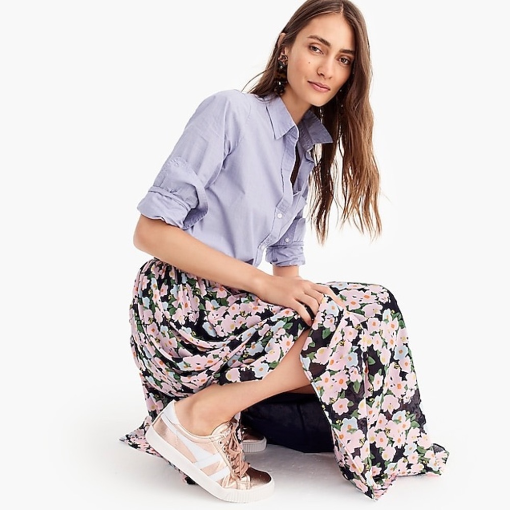 JCREW Point Sur French floral maxi skirt
